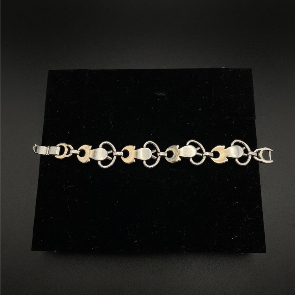 Vintage Sperry Silver-Tone Modernist Link Bracelet Mid-Century Geometric Jewelry